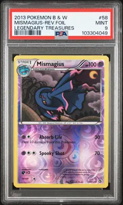 2013 POKEMON BLACK & WHITE LEGEND TREASURES #58 MISMAGIUS-REVERSE FOIL PSA 9 - Image 1