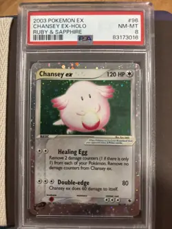 2003 Pokemon EX Chansey EX-Holo Ruby & Sapphire NM-MT PSA 8 - Image 1
