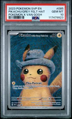 2023 POKEMON SVP EN-SV BLACK STAR PROMO #085 PIKACHU WITH GREY FELT HAT PSA 10 - Image 1