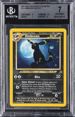 2001 POKEMON NEO DISCOVERY UNLIMITED HOLO #13 UMBREON BGS 7 - Image 1