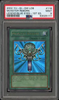 2002 YU-GI-OH LOB-LEGEND OF BLUE EYES LOB-118 1ST ED MONSTER REBORN PSA 9 GLOSSY - Image 1