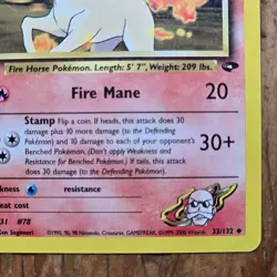 🔥Blaine’s Rapidash Pokemon Card 33/132 Gym Challenge 1st Edition Non-Holo -LP - Image 4