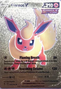2021 Sword & Shield Pokemon Flareon V Single Strike Gold Foil Card - Image 1