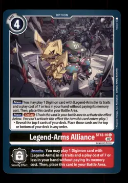 ST13-16 Legend-Arms Alliance Option Common Red Digimon Card CCG - Image 1
