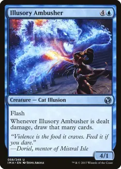 Illusory Ambusher 58 IMA MTG Flash Cat Blue Uncommon 2017 Argyle Draw Illusion - Image 1