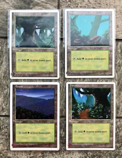 4 MTG Magic The Gathering 4th Edition Forest Trading Cards NM - Image 1