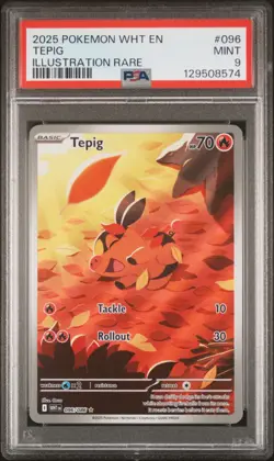2025 POKEMON WHT EN-WHITE FLARE ILLUSTRATION RARE #096 TEPIG PSA 9 - Image 1