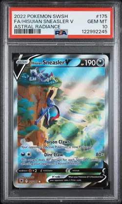 2022 POKEMON SWORD & SHIELD ASTRAL RADIANCE FULL ART/HISUIAN SNEASLER V PSA 10 - Image 1