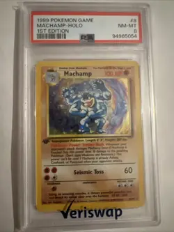 1999 Pokemon Game #8 Machamp - Holo 1st Edition PSA 8 NM-MT!! - Image 1