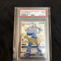 2019 POKEMON SUN & MOON HIDDEN FATES #SV64 FULL ART/LUCARIO GX PSA 9 - Image 2