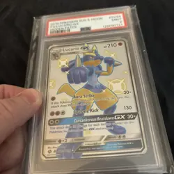 2019 POKEMON SUN & MOON HIDDEN FATES #SV64 FULL ART/LUCARIO GX PSA 9 - Image 5