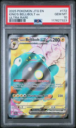 2025 POKEMON JTG EN-JOURNEY TOGETHER ULTRA RARE #172 IONO'S BELLIBOLT EX PSA 10 - Image 1