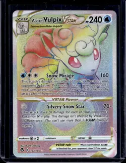 Alolan Vulpix VSTAR Rainbow Rare 197/195 Pokemon SWSH Silver Tempest - Image 1