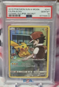 PSA 10 Pikachu Secret 241/236 Sun Moon Cosmic Eclipse Pokemon Card PSA 10 - Image 1