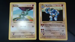 Machop 52/102 & Machoke 34/102 - Shadowless Base Set - Pokemon Card Lot - Played - Image 1