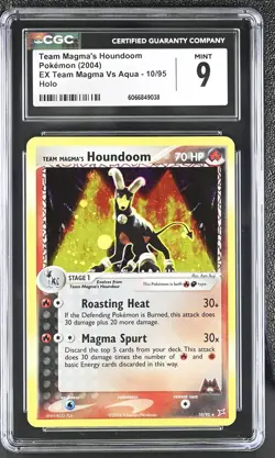 CGC 9 MINT Team Magma's Houndoom EX Team Magma Vs Aqua 10/95 Holo Pokemon Card - Image 1