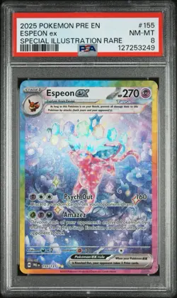 PSA 8 Pokemon TCG Espeon EX Prismatic Evolutions Holo Card 155/131 - Image 1