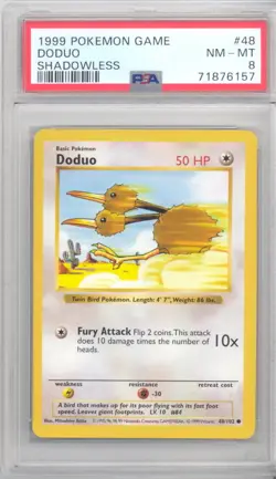 PSA 8 - Pokemon Card - Base 48/102 - DODUO (common) *Shadowless* - NM-MT - Image 1