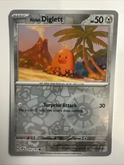 Pokemon Surging Sparks Alolan Diglett Reverse Holo Common Card 122/191 NM - Image 1