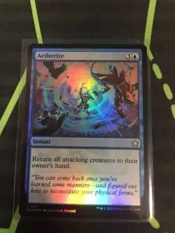 MTG Magic The Gathering Aetherize Foil FDN Blue Instant Commander - Image 1