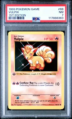 1999 Pokemon Game #68 Vulpix 1st Edition PSA 7 NM!! - Image 1