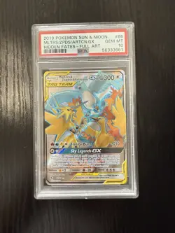 PSA 10 Moltres & Zapdos & Articuno GX 66/68 - Hidden Fates - Gem Mint Pokemon - Image 1