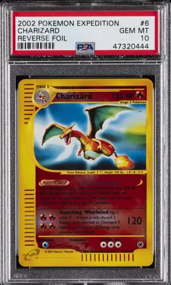 2002 POKEMON EXPEDITION #6 CHARIZARD-REVERSE FOIL PSA 10 - Image 1