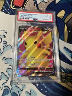2020 POKEMON SWORD & SHIELD VIVID VOLTAGE #170 FULL ART/PIKACHU V PSA 10 - Image 1