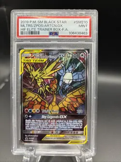 2019 POKEMON HIDDEN FATES ETB PROMO FULL ART/MOLTRES ZAPDOS ARTICUNO GX PSA 9 - Image 1