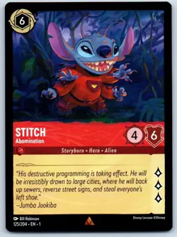 Stitch Abomination 125/204 Disney Lorcana Trading Card Single - Image 1