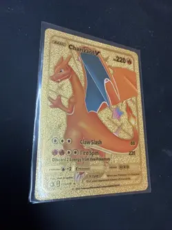 Pokemon Charizard V HP 220 Custom Gold Foil Fan Art Card 079/073 - Image 1