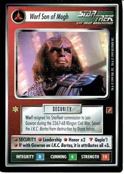 CCG 229 Star Trek BLAZE OF GLORY RARE CARD WORF, SON OF MOGH - Image 1