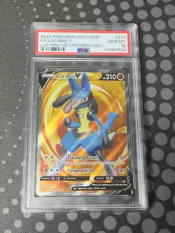 PSA 10 GEM MINT Lucario V Full Art Black Star Promo SWSH213 Pokemon Card TCG - Image 1