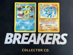 1999 Base Set Vintage Pokemon 2 Card Lot: Holo 1st Edition Machamp & Gyarados - Image 1