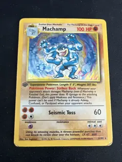 1999 Base Set Vintage Pokemon 2 Card Lot: Holo 1st Edition Machamp & Gyarados - Image 4