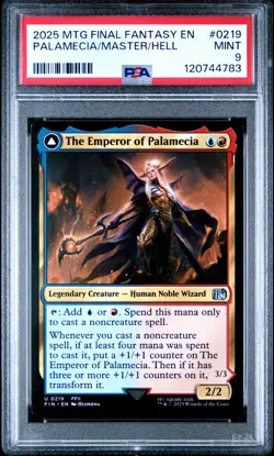 2025 MTG FINAL FANTASY THE EMPEROR OF PALAMECIA/THE LORD MASTER OF HELL PSA 9 - Image 1