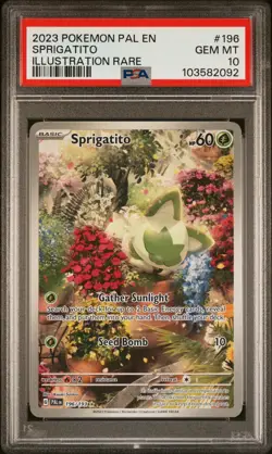 2023 POKEMON PAL EN-PALDEA EVOLVED ILLUSTRATION RARE #196 SPRIGATITO PSA 10 - Image 1