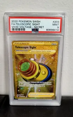 PSA 9 MINT Telescopic Sight 203/185 SECRET RARE Vivid Voltage HOLO Pokemon Card - Image 1