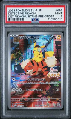 2023 POKEMON JAPANESE SV-P PROMO #098 DETECTIVE PIKACHU PSA 9 - Image 1