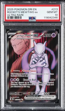 2025 POKEMON DRI EN-DESTINED RIVALS ULTRA RARE TEAM ROCKET'S MEWTWO EX PSA 10 - Image 1