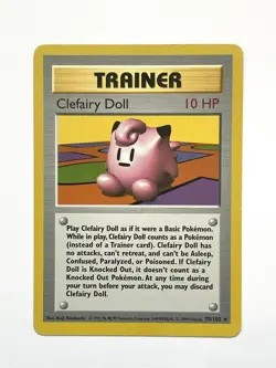 Clefairy Doll 70/102 Rare Trainer Shadowless Base Set Pokemon MP Moderate Play - Image 1