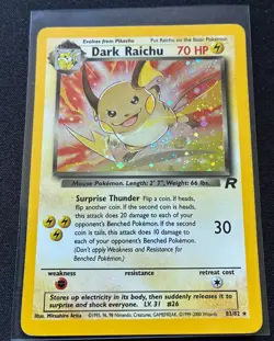 Pokemon 2000 Team Rocket Dark Raichu 83/82 Unlimited English LP - Image 1