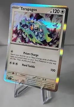 Pokemon TCG Terapagos Holo Rare Card Sv08: Surging Sparks 161/191 Near Mint - Image 1