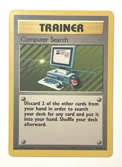 Computer Search 71/102 Rare Base Set Unlimited Pokemon Trainer Card LP+ - Image 1