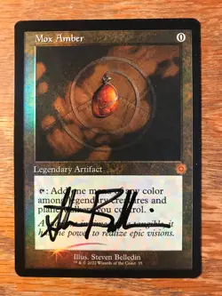 Magic the Gathering MTG foil Mox Amber Brother's War signed by Artist NM - Image 1