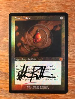 Magic the Gathering MTG foil Mox Amber Brother's War signed by Artist NM - Image 1