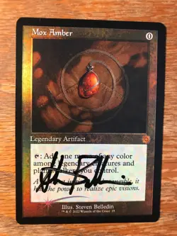 Magic the Gathering MTG foil Mox Amber Brother's War signed by Artist NM - Image 2