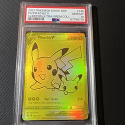 Pikachu V 2021 Pokemon Celebrations #145 Gold UPC Promo Full Art PSA 10 - Image 1