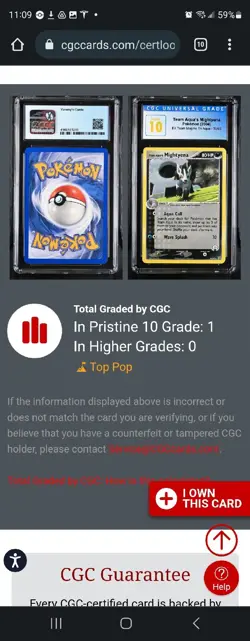 (POP 1) CGC 10 Pokemon Card Team Aqua's Mightyena 30/95 Team Magma vs Team Aqua - Image 4