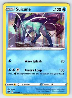 Suicune 037/189 2020 Darkness Ablaze Pokemon Card TCG Nintendo Holo Rare - Nm - Image 1